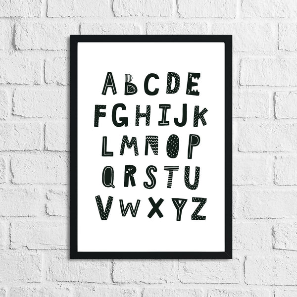 Scandinavian Alphabet Children's Nursery Bedroom Wall Decor Print