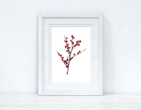 Berry Stem Winter Christmas Seasonal Wall Home Decor Print