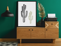 Boho Double Cactus 2022 Boho Hippie Simple Home Wall Decor Print