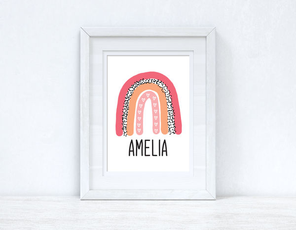 Personalised Bright Pinks Rainbow Name Boho Children's Room Wall Bedroom Decor Print