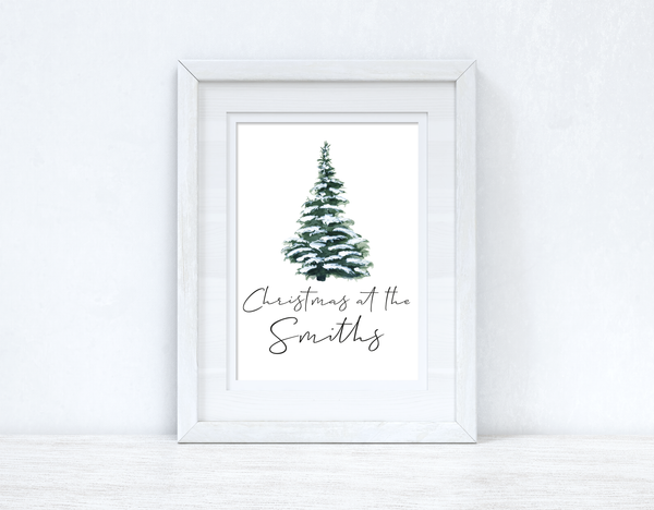 Christmas At The Surname Tree 2021 Winter Christmas Seasonal Wall Home Decor Print