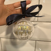 Personalised Any Wording Clear Feather Christmas Tree Hanging Decoration Bauble