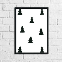 Scandinavian Forest Tree Pattern Children's Nursery Bedroom Wall Decor Print