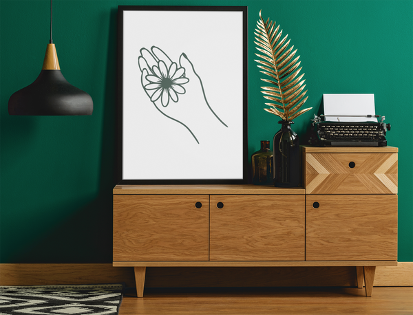 Floral Hand 2022 Boho Hippie Simple Home Wall Decor Print