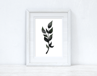 Green & Black Watercolour Leaf 3 Bedroom Home Wall Decor Print