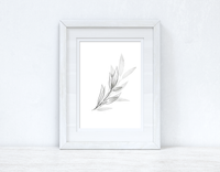 Greys Watercolour Leaves 2 Bedroom Home Wall Decor Print