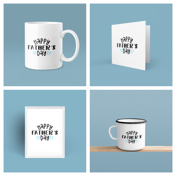 Personalised Happy Father's Day Blue Hearts Fathers Day Collection