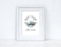 Hello Winter Colour Christmas Seasonal Wall Home Decor Print