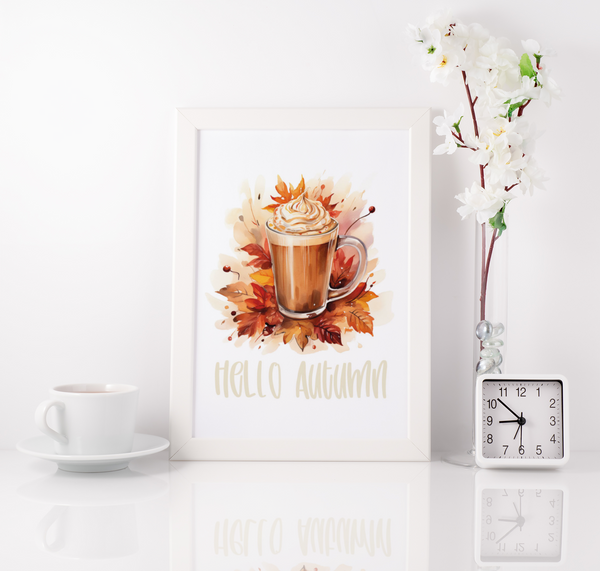 Hello Autumn Hot Choc 2023 Seasonal Wall Home Decor Print