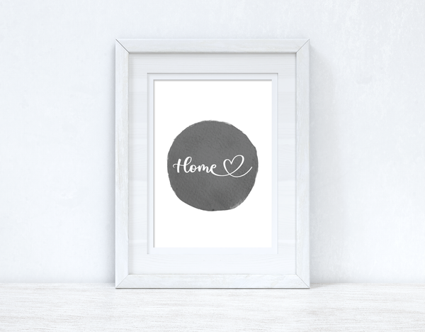 Home Heart Grey Watercolour Circle Home Simple Room Wall Decor Print