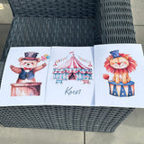 Circus Bear Lion Tent Children's Wall Bedroom Decor Set Of 3 Prints