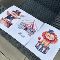 Circus Bear Lion Tent Children's Wall Bedroom Decor Set Of 3 Prints