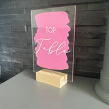 Table Numbers For Wedding Circle Or Rectangle Acrylic Plaque Sign With Wooden Base