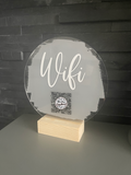 Custom Wifi QR Code Scan Me Painted Acrylic Plaque Sign With Wooden Base