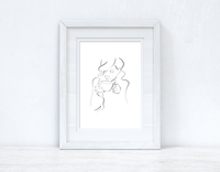 Line Work Woman Cuppa Simple Home Bedroom Dressing Room Wall Decor Print