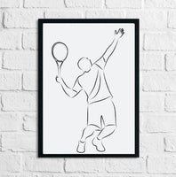 Tennis Player Line Art Home Decor Print