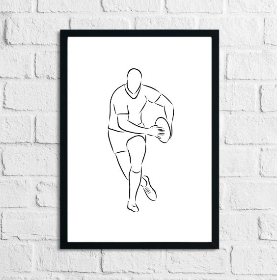 Rugby Player Running with Ball Sport Home Decor Print