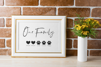 Our Family Personalised Pets Names Animal Wall Decor Simple Print