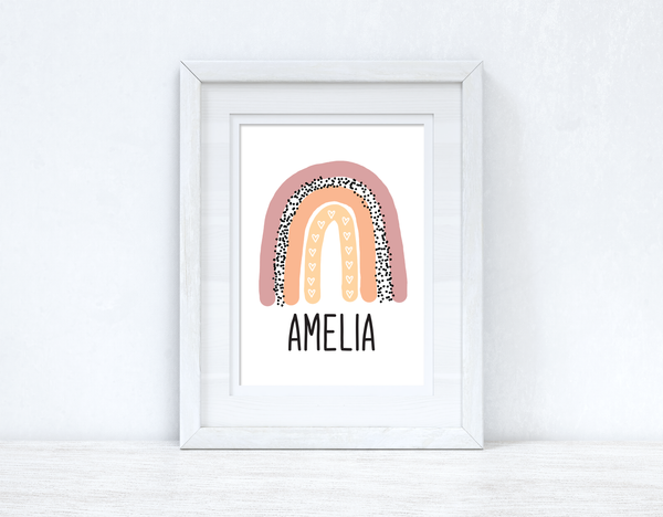 Peachy Pinks Rainbow Name Boho Children's Room Wall Bedroom Decor Print