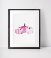 Pink Pumpkin Trio 2022 Autumn Seasonal Wall Home Decor Print