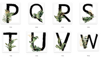 Watercolour Jungle Black Green Golds Alphabet Letter Bedroom Home Wall Decor Print