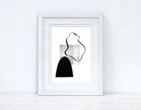 Silver Grey Black Abstract 3 Colour Shapes Home Wall Decor Print