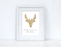 Stag Rustic Christmas Quote Seasonal Wall Home Decor Print