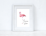 Summer Is Here Flamingo Summer Seasonal Wall Home Decor Print