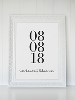 Personalised Anniversary Date With Names Valentine's Day Home Wall Decor Print