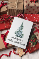 Custom Walking In A Winter Wonderland Christmas Seasonal Hammered Card & Envelope