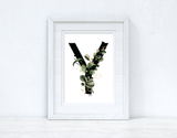 Watercolour Jungle Black Green Golds Personalised Alphabet Letter Bedroom Home Wall Decor Print