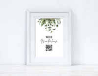 Wifi It's On The House Greenery Wifi QR Scan Home Wall Decor Print