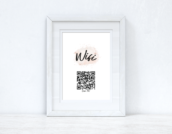 Personalised Wifi Rose Gold Pink Splatter Scan Me! Wifi QR Scan Home Wall Decor Print