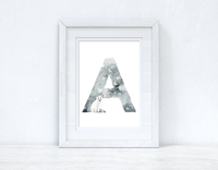 Winter Alphabet Letters Christmas Seasonal Wall Home Decor Print