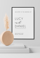 Welcome To The Wedding Of Name Date & Location Wedding Wall Decor Print