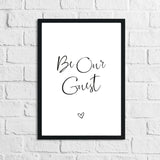 Be Our Guest Love Heart Bedroom Guest Room Wall Decor Print