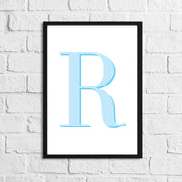 Personalised Blue Initial Children's Room Wall Decor Print