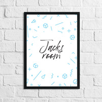 Personalised Blue Geometric Children's Room Wall Decor Print