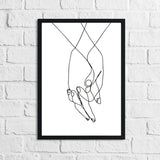 Holding Hands Couple Line Work Wall Decor Print