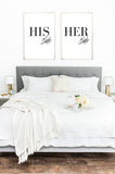 His & Hers Side Bold Couple Black Set Of 2 Bedroom Prints