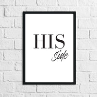 His & Hers Side Bold Couple Black Set Of 2 Bedroom Prints