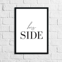 His & Hers Side 2 Couple Black Set Of 2 Bedroom Prints