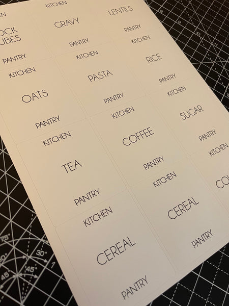 Custom Basic Pantry Waterproof White Sticker Bundle Fine Font - 6.35cm x 7.2cm / 12 Labels