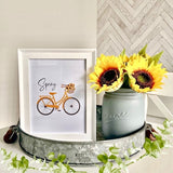 Spring Yellow Bike Spring Seasonal Wall Home Decor Print