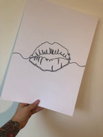 Lips Line Work Bedroom Dressing Room Wall Decor Print