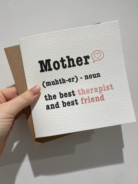 Mother Noun Definition Mothers Day Cute Funny Humorous Hammered Card & Envelope