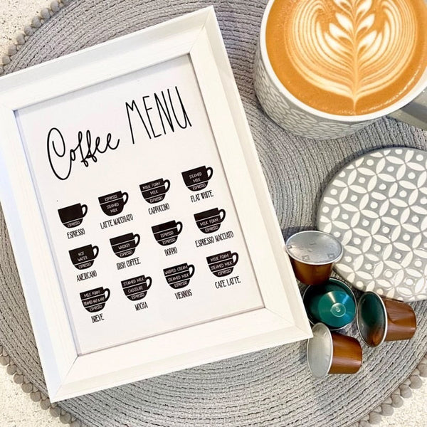 Coffee Menu Kitchen Simple Wall Home Decor Print