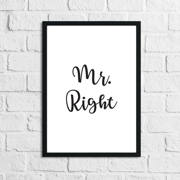 Mr Right Mrs Always Right Bedroom Simple Decor Set Of 2 Prints