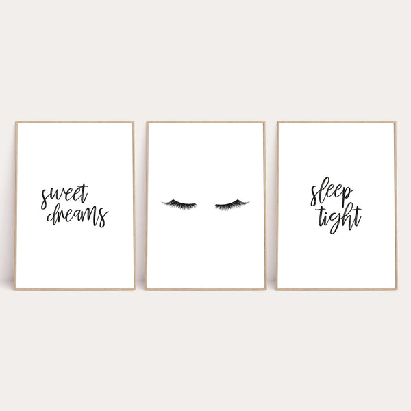 Sweet Dreams Sleep Tight Children's Wall Decor Set Of 3 Prints