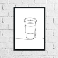 Travel Cup Simple Line Work Kitchen Wall Decor Print